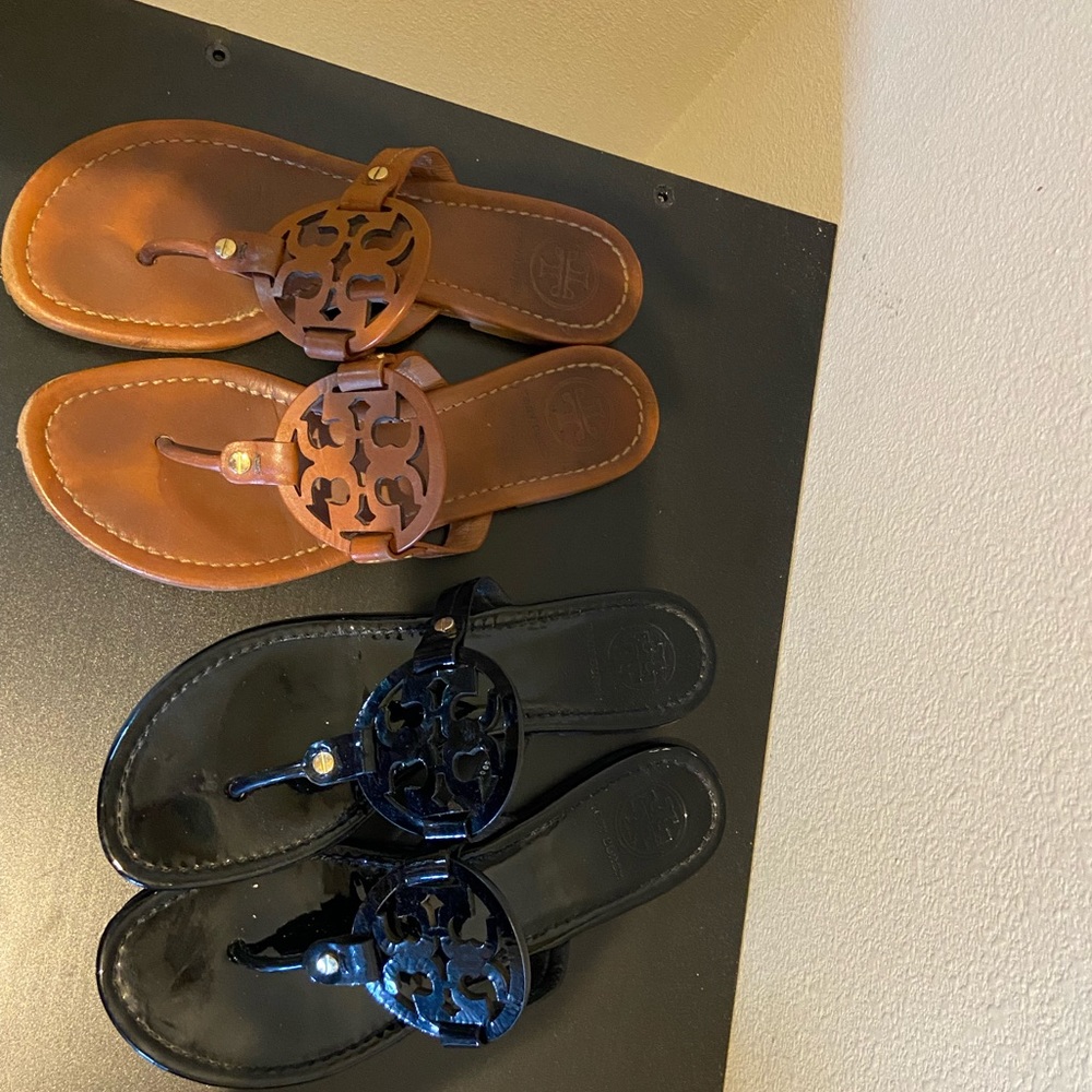 Tory Burch Miller Sandals.. sold as a set.. one is a 7 and one is 7 1/2.